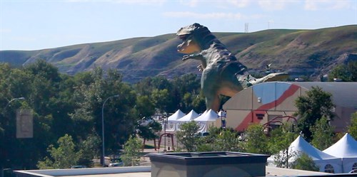 The "World's Largest Dinosaur" is the name of a model Tyrannosaurus Rex located in Drumheller.  This is the view of it from one of the patient rooms at Riverside Medical.