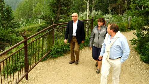 RhPAP's Bernard Anderson and Holly Handfield join Dr. Gillett for a tour of the Sulphur Gates, near Grande Cache.