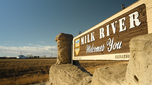 Milk River is located 20 minutes north of Coutts, AB and the U. S. border.