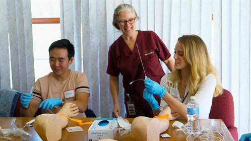 Roberta Sadler, RN, teaches IV Starts at the Cold Lake Skills Day