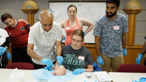 Dr. Sandrasekeram Parameswaran taught suturing at the Cold Lake Skills Day