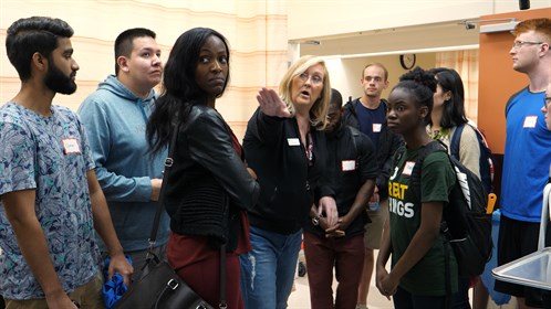 Cathi Garon gives students a tour of the Cold Lake Healthcare Centre