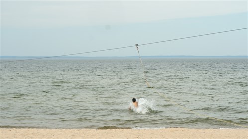 There is a zipline at the beach in Cold Lake.